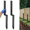 Heavy Duty Steel Fence Post Repair Kit, 32 Inch Long Anchor Ground Stakes for Repair Tilted/Broken Wood Fence Post (2 Sets)