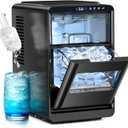 Electactic Crescent Ice Maker Countertop, 28Lbs/24H Ice Production, 16 Cubes in 6 Mins, Portable Countertop Ice Maker Machine with Self-Cleaning for Home & Kitchen (Black)