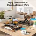 Standing Desk Converter 32 inch, Height Adjustable Sit Stand Desk Riser, Quick Sit to Stand Desktop Dual Monitor Riser Workstation for Home Office with Keyboard Tray, Rustic Brown