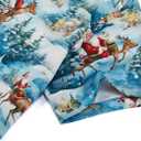 J&DHUASHA Christmas Hawaiian Shirt for Men Short Sleeve Button Down Santa Vacation Dress Shirts (Blue, XXXL)