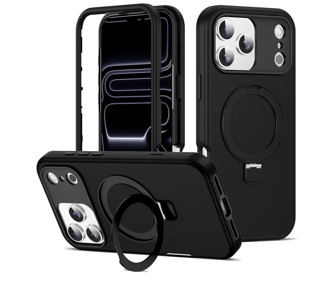 Compatible with iPhone 17 Pro Max Case 6.9''with Magnetic Ring Stand [Military Drop Protection][Compatible with Mag-Safe] Shockproof 17 Pro Max Phone Case for Men Wowen,Black