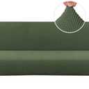 H.VERSAILTEX Armless Futon Cover Stretch Sofa Bed Slipcover Protector Elastic Feature Rich Textured High Spandex Small Checks Jacquard Fabric Futon Cover, Machine Washable, Bronze Green