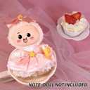 Clothes for Doll  Magical Girl Outfit for 17cm Dolls, Layered Pink & White Satin Dress with Star Bow, Large Ribbon Headpiece & Magic Wand Accessory  Doll Accessories Only