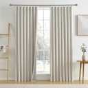 Natural Birch 90 Inch Long Extra Wide Linen Blackout Curtains for Large Windows,Back Tab Pleaetd Drapes with Hooks Track System Curtain Panels Room Divider Curtains for Patio Sliding Door 70 x 90