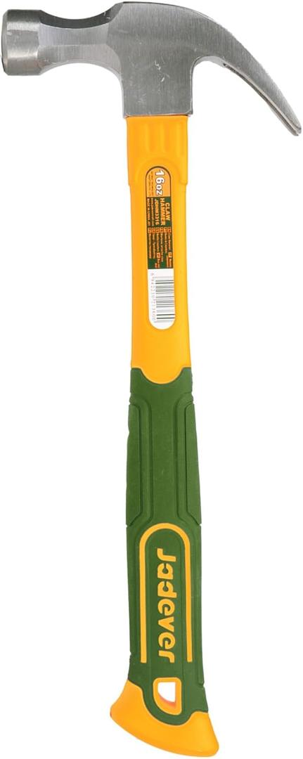 16oz Claw Hammer, Curved Rip Claw, Shock Absorbing Handle, Drop Forged & Heat Treated, Fit for Woodworking/Clamping/Drilling