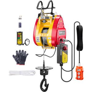 VEVOR 2-in-1 Electric Hoist Winch, 1100 lbs Capacity, 1800W Portable Power Winch, 98 ft Lifting Height, 36 ft/min with Wire and Wireless Remote Control, for Garage, Warehouse, Factory Lifting Towing