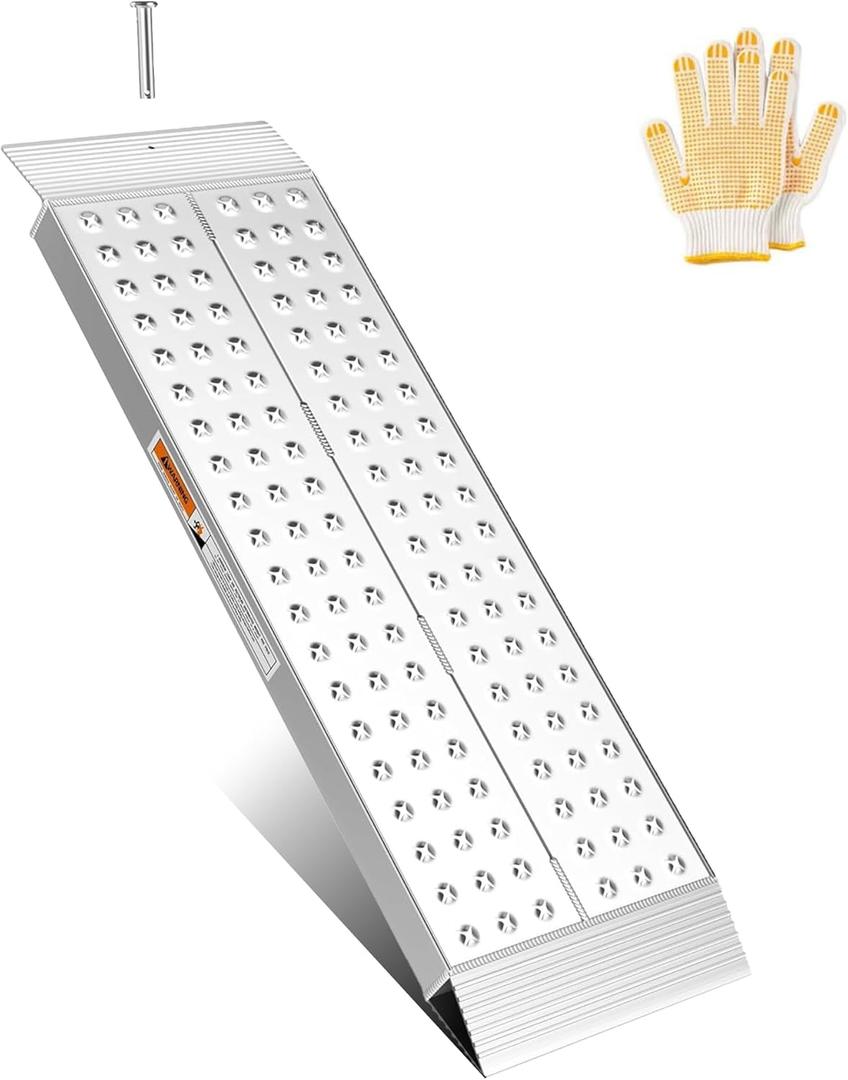 Aluminum Shed Ramps 39x11inch, gardhom 1PC Riding Mower Ramps 750lbs/PC Capacity for Curb Steps Stairs Dirt Bike Motorcycle Lawn Mower Snow Blower Loading Ramps (1PC-39x11)