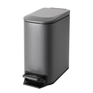 Cesun Small Bathroom Trash Can with Lid Soft Close, Step Pedal, 6 Liter / 1.6 Gallon Stainless Steel Garbage Can with Removable Inner Bucket, Anti-Fingerprint Finish (Gray)