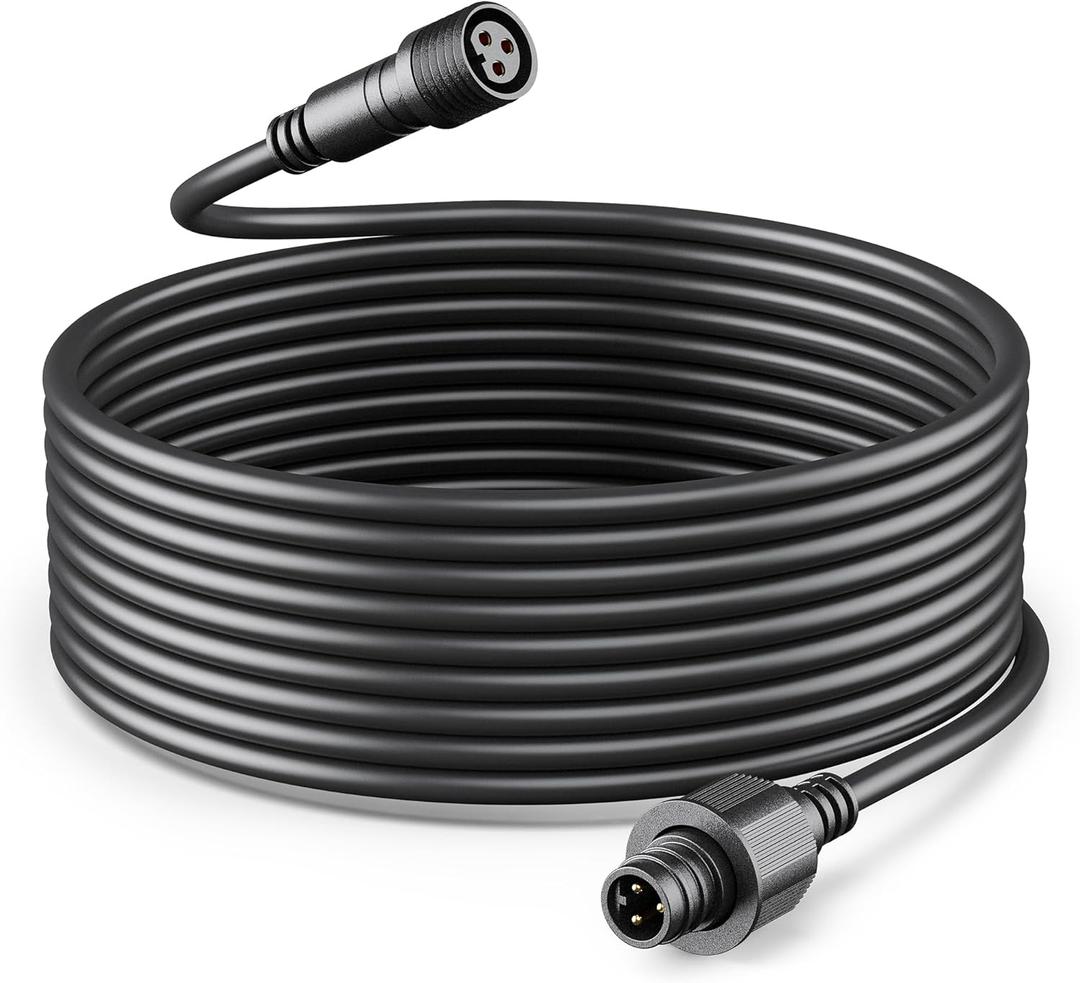 HIQCVOU 16Ft Extension Cable for Govee Smart Outdoor String Lights 2, IP67 Waterproof Extension Cord Compatible with Govee ‎H7039 H7037 H7038, 3-Pin Replacement Cable for Patio, Backyard, Balcony