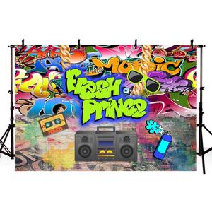MEHOFOTO The Fresh Prince Baby Shower Party Decorations Banner Photo Studio Background Graffiti Brick Wall Hip Hop Vintage Disco Neon Boy Birthday Backdrops Props for Photography 7x5ft