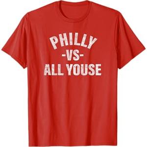 Vintage Philly vs All Youse Funny Philadelphia Slang Retro T-Shirt, XL, Red
