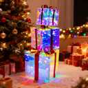 Christmas Light-Up Gift Box Set (3 Pieces)-USB Powered Decorative Present Boxes in Assorted Sizes for Indoor Christmas Ornaments Holiday Displays for Yard Xmas Tree Party Lawn Porch