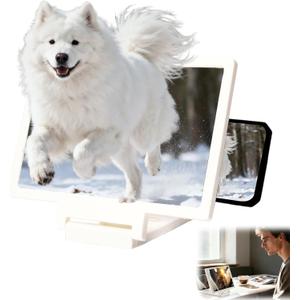 3D HD Big Screen Phone Magnifier, New Cell Phone Screen Magnifier, Foldable Design Screen Version for Movies and Videos, Lightweight Phones Magnifying Screen, Compatible with All Phones (White)