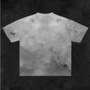 GORGLITTER Men's Letter Graphic Washed Tops Ripped Tees Short Sleeve Crewneck Street T-Shirts (Gray, L)
