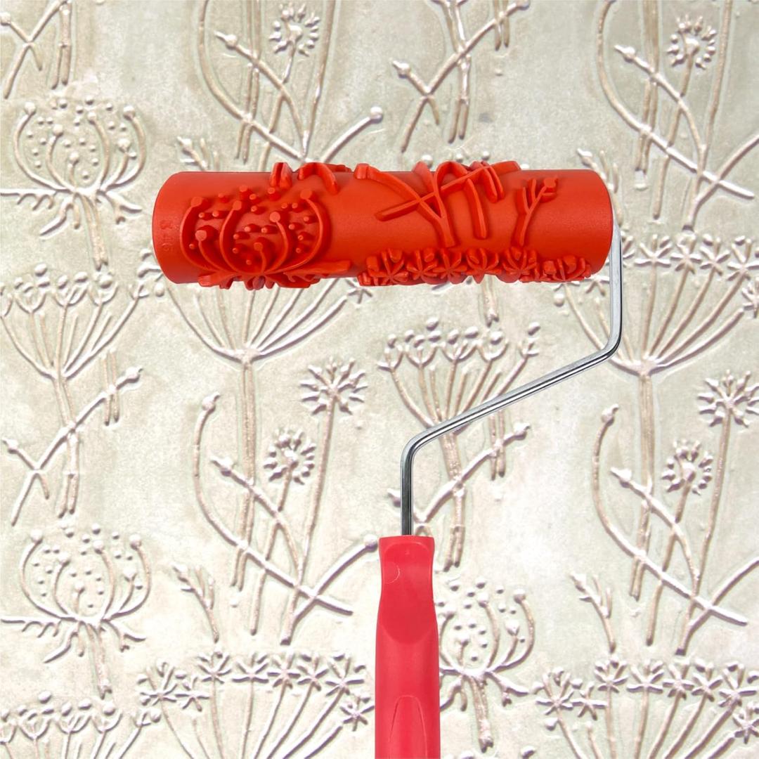 Hanroy 7'' Patterned Paint Roller for Wall Decoration Classic Brick Embossing Texture Rubber Roller Decorative Household DIY Paint Art Tool for Wall Decoration(EG346T)