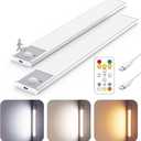 12" Ultra-Thin Under Cabinet Lighting Wireless, Aluminum Alloy Under Counter Lights for Kitchen, 3-Color-Temps Magnetic Closet Lights, Rechargeable Motion Sensor Light Indoor (2 Pack, Silver)