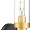 Emak Black and Gold Sconces Wall Lighting, Modern Vanity Lights with Clear Glass Shade, Wall Sconce for Bathroom, Bedroom, Living Room, Hallway, WS085-BKBGD (13 inch - 1PC)