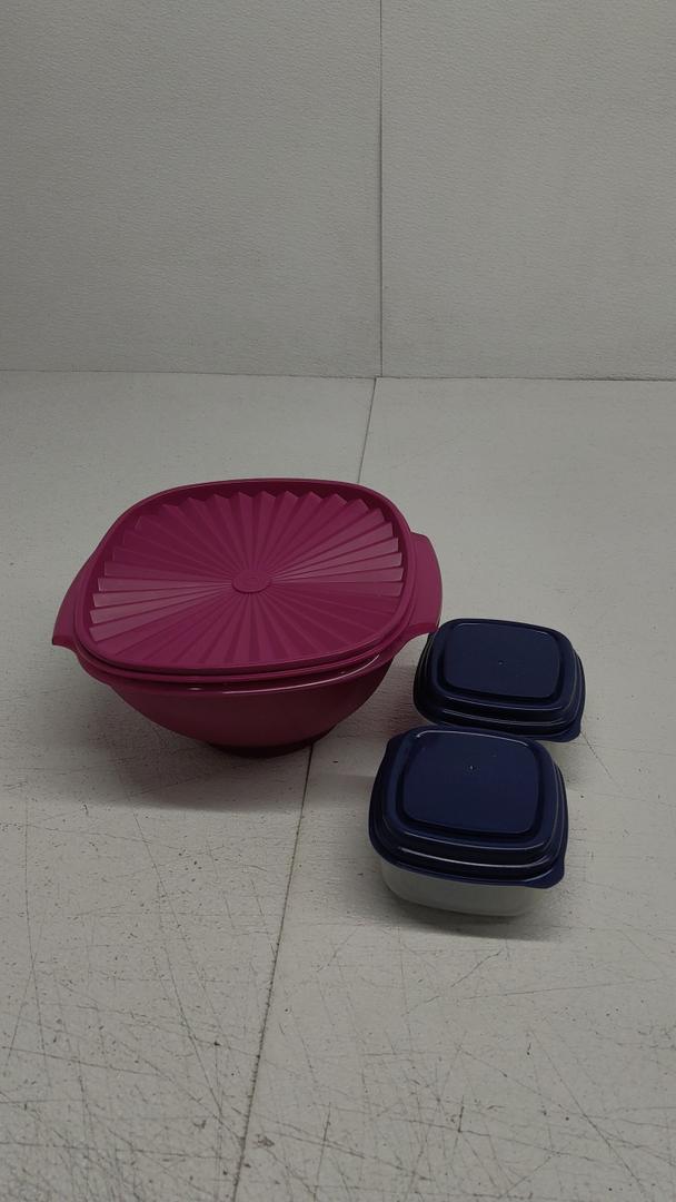 Set of 2: Fit & Fresh 1/2-Cup Snack Set, Condiment & Salad Dressing Containers, Reusable & Leakproof Lunch Containers, Perfect for Insulated Lunch Bag, Lunch Box & More, 2PK + Tupperware Servalier Salad Serving Bowl, 17 Cups, Round, Modern, Purple, Plastic, Injection Molded, Serving Bowl, Dishware/Bowls