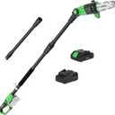 SOYUS Pole Saw 8-Inch Cordless, 15-Foot Max Reach Electric Pole Saw for Tree Trimming, 16ft/s Speed, Auto Oiling, Multi-Angle Pole Chainsaw with 2.0Ah Battery & Charger (15Ft 8'' pole saw)