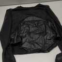 MakeMeChic Women's Faux Leather Crop Tops Y2K Cut Out Mesh Sheer Long Sleeve Mock Neck Tee Shirts (Medium, Black)