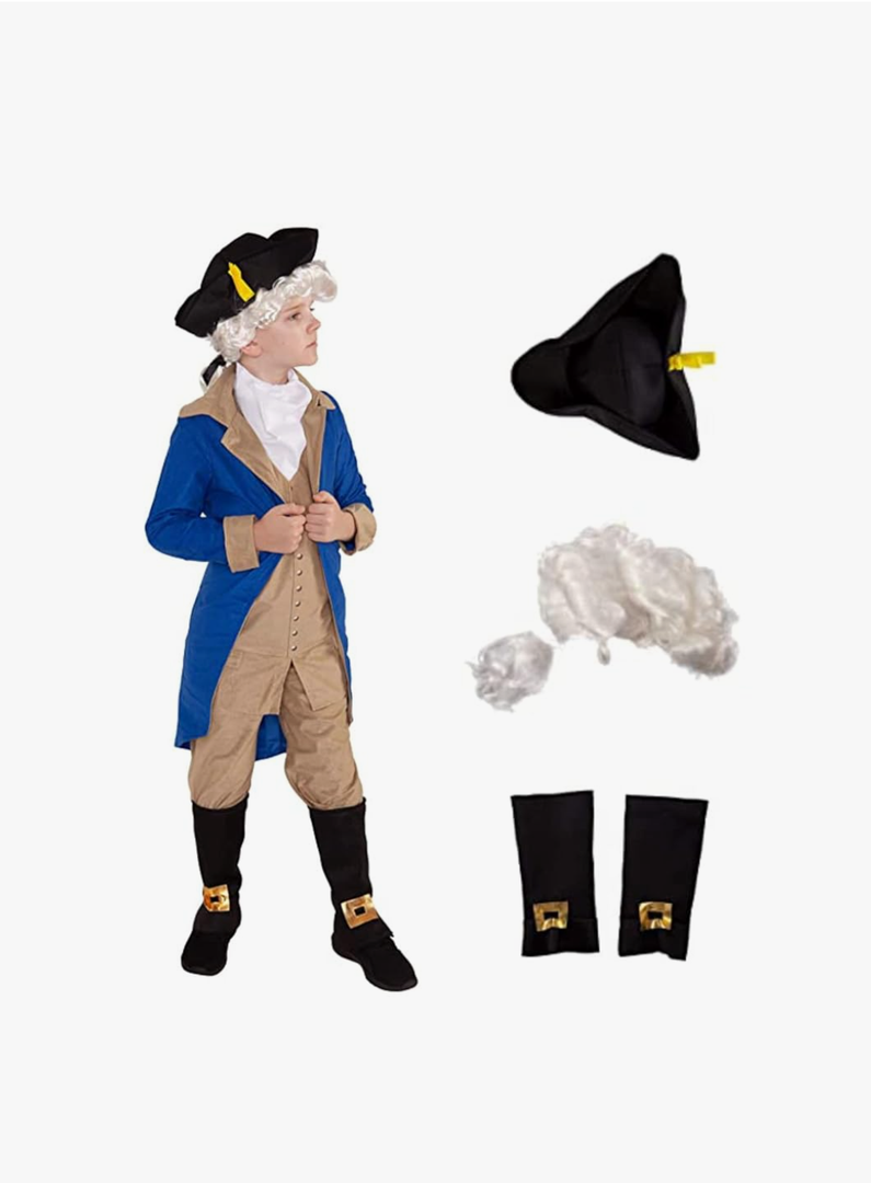 Morph George Washington Costume Kids, George Washington Costume for Boys, President Costume for Boys Size M