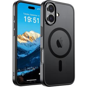 SUPFINE Magnetic for iPhone 17 Case (Compatible with MagSafe)(Military Grade Drop Protection) Translucent Matte Shockproof with Anti-Fingerprint Phone Cover, Black