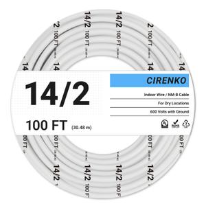 14/2 NM-B Cable 100 FT UL Listed Residential Indoor Electrical Wire with Ground, Solid Bare Copper, 600V