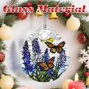 2 x Stained Glass Ornament, Christmas Ornaments, Christmas Decorations for Tree, Holiday Ornament, Gifts for Butterfly Lovers, Holiday Party Gifts, Gift Ideas & Xmas Gift - Lavender with Butterfly