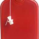 Peterpan Oversized Rubber Hot Water Bottle with Fleece Cover and Silicone Lanyard, XXX-Large, BPA & PVC Free, 3-Liter Capacity, for Pain Relief and Warmth, Red