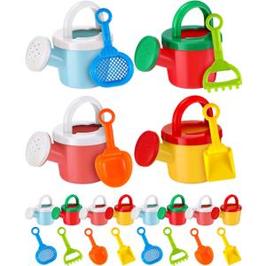 Sosation 24 Pcs Kids Watering Can Set 12 Plastic Small Watering Can Bulk 12 Shovels Gardening Tools Sand Toy Mini Water Buckets Play Kit for Flower Soil Planting Loosening Digging Trowel Rake Beach