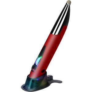 lychee Rechargeable Pocket Pen Mouse, Left/Right-Handed Wireless Optical Ergonomic Mouse with Stylus Function RGB Backlit Type-C & Micro USB Adapter for PC Laptop Notebook Mac (Red)