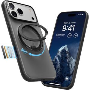 TORRAS 360 Magnetic Stand for iPhone 17 Pro Max Case, [Fit for MagSafe] [4X Military-Grade Protection] Slim Case for iPhone 17 Pro Max 6.9", Translucent Obsidian Black, Ostand O3 Fitness Series