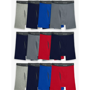 12 Pack Fruit of the Loom Men's Coolzone Boxer Briefs, Moisture Wicking & Breathable, Assorted Color Multipacks L