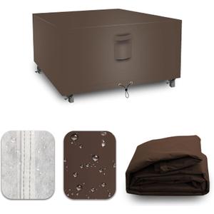Square Heavy Duty Patio Table Covers Waterproof, 600D Outdoor Dining Table and Chair Set Covers, Outdoor Furniture Cover Waterproof for Sectional Sofa Couch 32''L x 32''W x 28''H, Brown