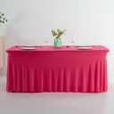 Fitted Spandex Table Skirt Table Cover Rectangle Tablecloth (Fuchsia, 8ft)