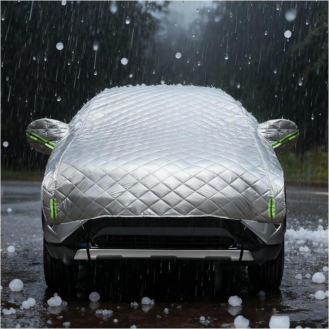 Hail Protector Car Cover, Compatible with Ford Chevrolet Toyota and Many Other Models,Car Cover Waterproof All Weather,5-Layer Thickened Cotton, Protection for SUV and Sedan(Silver, All SUV 181-205In)