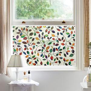 DKTIE Retro Stain Glass Window Film for Glass Bas-Relief Texture 2nd Generation Frosted Film Two-Way Privacy Day and Night 3D Static Stained Glass Cling Tint (S631, 17.7in X 118.1in)