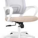NEO CHAIR Office Desk Computer Chair Ergonomic Mesh Gaming Cushion Seat with Comfy Lumbar Mid Back Support Adjustable Height Swivel Rolling Wheels for Home Task (Beige), Pack of 1