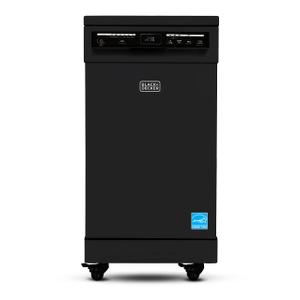 BLACK+DECKER 18-Inch Portable Dishwasher, 8-Place Setting Capacity, Mobile Dish Washer with 6 Wash Programs, LED Display, Stainless Steel Tub, ENERGY STAR Certified, BPD8B, Black 