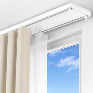 Double Curtain Track Ceiling Mount 12ft, Heavy Duty Tracks, White