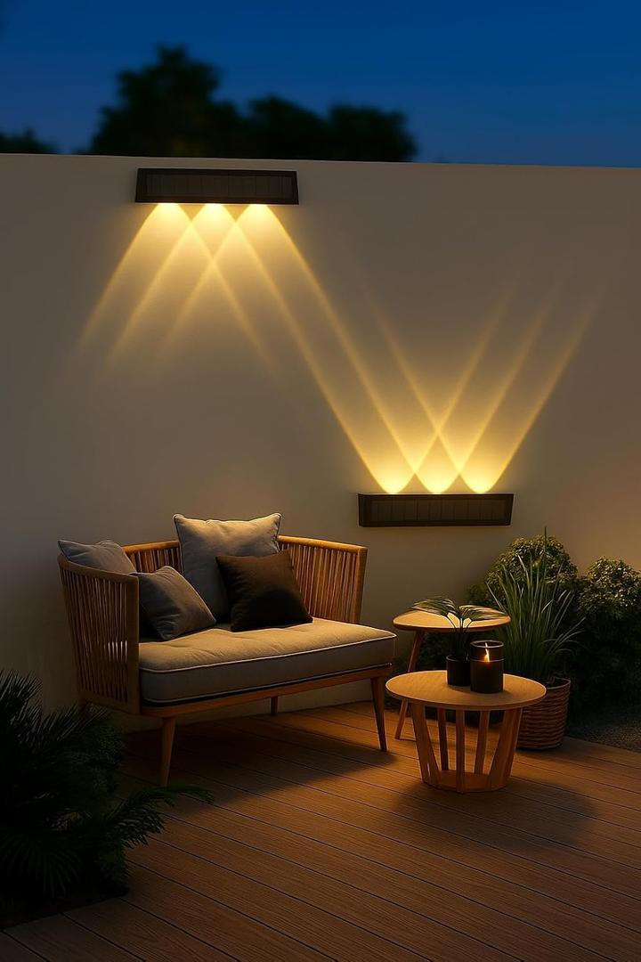 Solar Wall Lights Outdoor Waterproof 3 Pack, Up and Down Warm White LED | Runs 12 Hours Dusk to Dawn, Solar Lights Outdoor for Garden, Fence, Garage, Porch, Patio, Sconce, Pathway- IP65, Easy Install