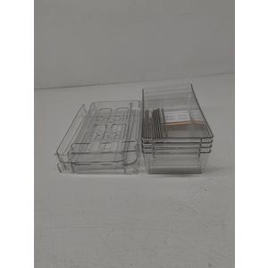 2 Pack 2-Tier Bathroom Under Sink Organizers and Storage - Clear Stackable Containers for Kitchen, Pantry, Vanity, Medicine Cabinet, Makeup, and Counter with Pull-Out Track
