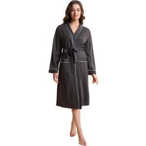 Womens Kimono Robe Lightweight Soft Bathrobe Sleepwear Loungewear with Pockets (XL)