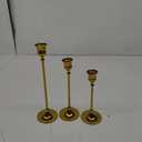 Metal Candle Holders for Candlesticks Taper Candlestick Holders Set Vintage Decorative Centerpiece Candelabra Tall Candle Stands for Halloween Thanksgiving Christmas (Gold, 1 Set (3 pcs))