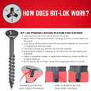 Velocity 2 1/2" Exterior Wood Screws (Size #10) BIT-LOK Technology Zero Force to Install Construction Screws, Organic Grey Rust Resistant Coating, Wood Repair Kit with Bit-Lok Drive Bit, 5lb Box