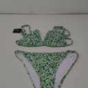 ZAFUL Women's 2 Piece Floral Print Swimsuit Triangle String High Cut Bikini Sets Bathing Suit (Large, 1-green Multicolor)