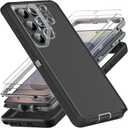 for Samsung Galaxy S25 Ultra Case, Military Grade 3 in 1 Heavy Duty Shockproof/Drop Proof/Dust Proof Case with 2Pcs Tempered Glass Screen Protector & 1 Pcs Camera Lens Protector (Black/Grey)