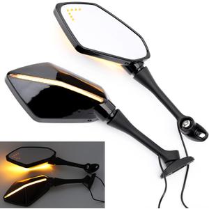 Mokuo LED Running Light Motorcycle Rearview Mirrors with Front arrow LED Fit for CBR250R 2011-2017 | CBR300R 2015-2018 | CBR500R 2012-2017 | CBR600RR 2003-2016 | CBR1000RR 2004-2007