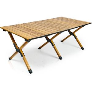 Whitsunday Folding Camping Table Aluminum Portable Roll-Up Picnic Table Wood Grain 45.6 * 23.6 * 17.3