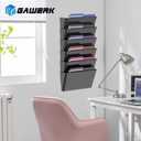 Gawerk Clear Acrylic Single Pocket, Plastic Hanging Wall Mount File Holder for Office Home (Black, 3 Pack)